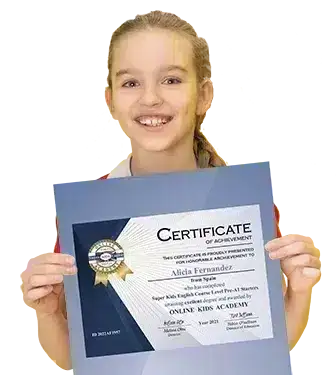 Alicia holding her certificate